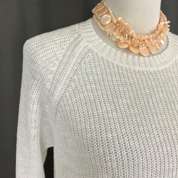 Eileen Fisher White Crew Neck Tunic Sweater Organic Linen Blend Long Sleeve Sz S - Picture 10 of 16